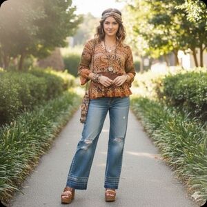 🧡 Vintage Boho Paisley Top ✨